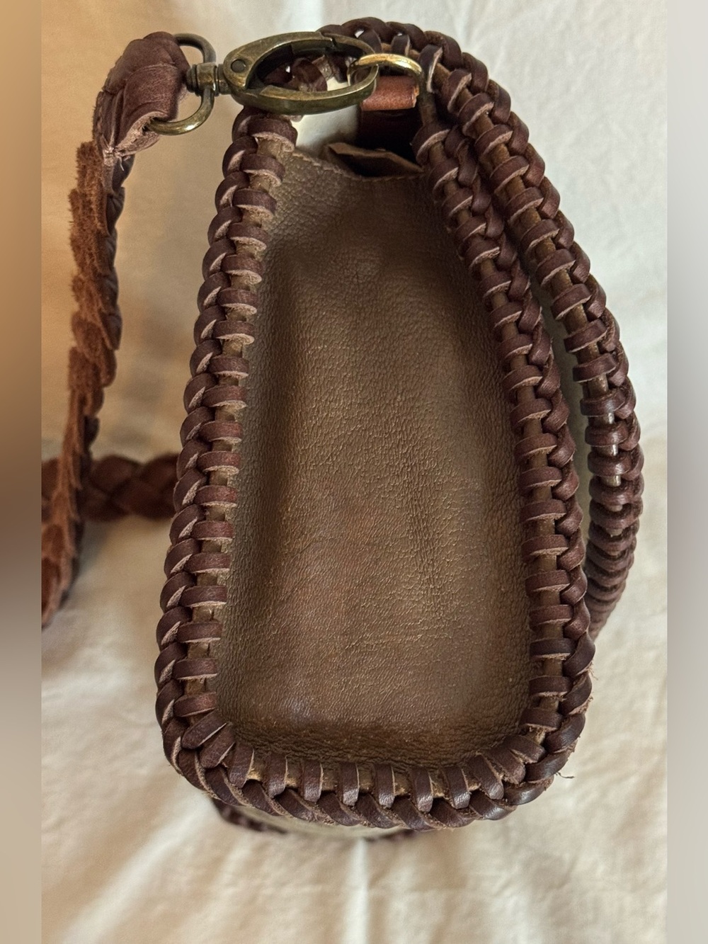 Gucci Beige GG Supreme Canvas Crossbody with Brown Braided Trim - Picture 7 of 12